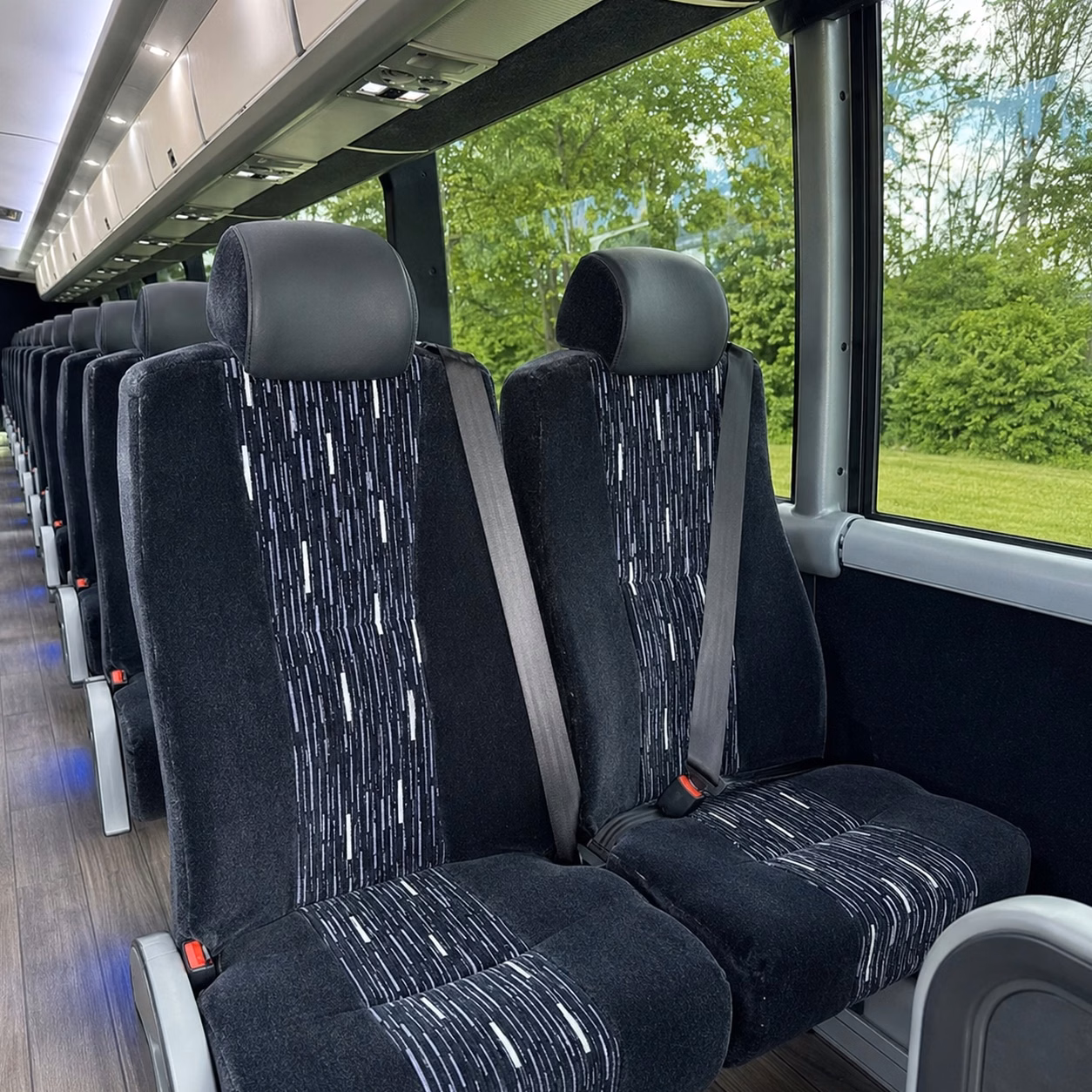 cary charter bus rental interior